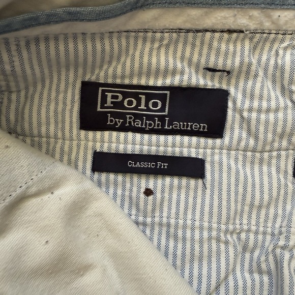 VTG Polo Ralph Lauren Chino Pants Mens 42x30 Blue Navy Classic Fit Cotton Twill - Picture 3 of 9